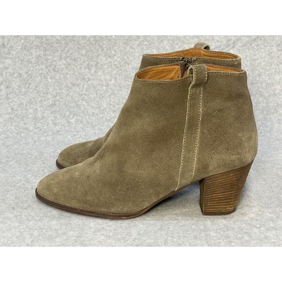 Madewell 1937 Billie Boot Ankle Zip Up Sz 9 Tan Suede Chunky Heel - Picture 4 of 9